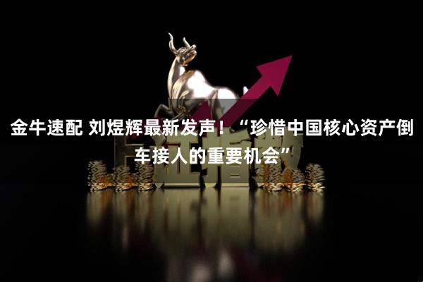 金牛速配 刘煜辉最新发声！“珍惜中国核心资产倒车接人的重要机会”