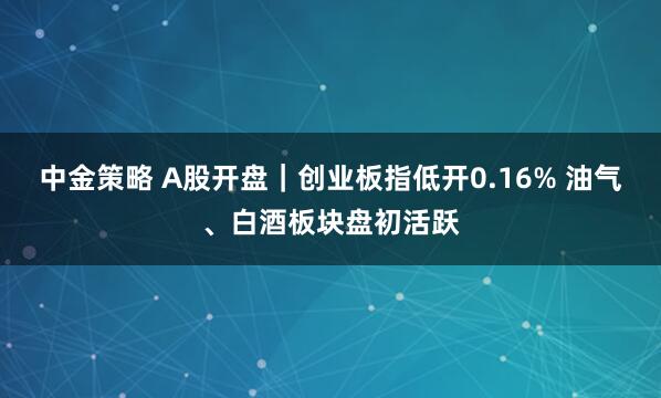 中金策略 A股开盘｜创业板指低开0.16% 油气、白酒板块盘初活跃